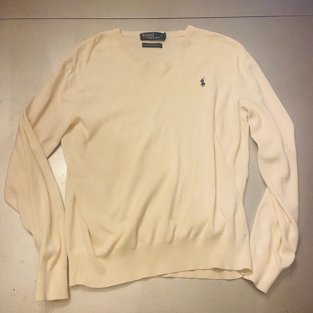 Polo by Ralph Lauren Men's V-Neck Cream Sweater